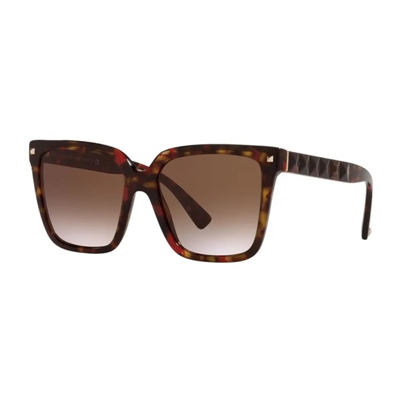 Valentino Accessories - Valentino Red Havana
Rockstud Square Acetate Unisex Sunglasses VA 4098
